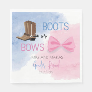 Boots or Bows gender reveal party napkins