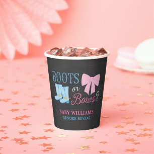 Boots or Bows Gender Reveal Party Paper Cups