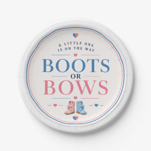 Boots or Bows Gender Reveal Pink or Blue Paper Plates
