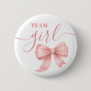 Boots or Bows Gender Reveal Pink Team Girl Button