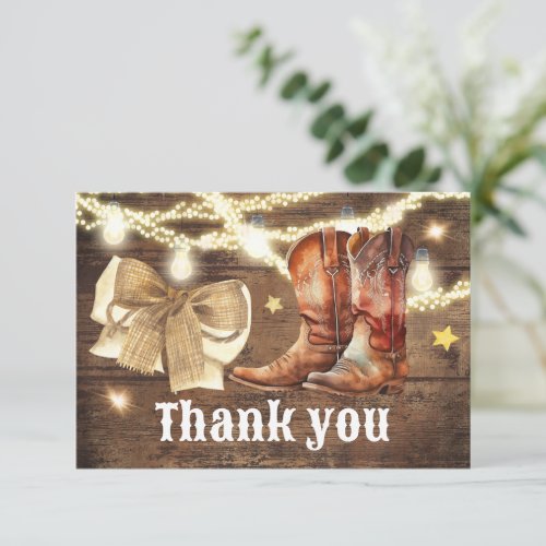 Boots or Bows Gender Reveal Thank You Card