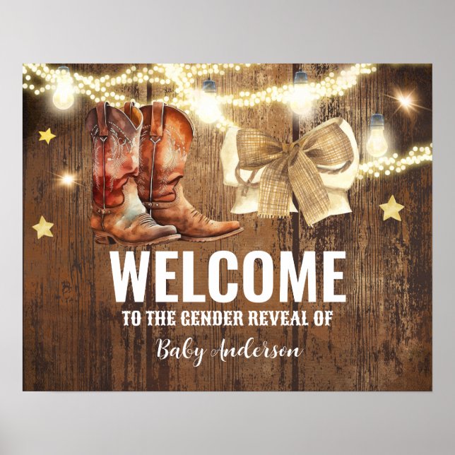 Boots or Bows Gender Reveal Welcome Poster (Front)