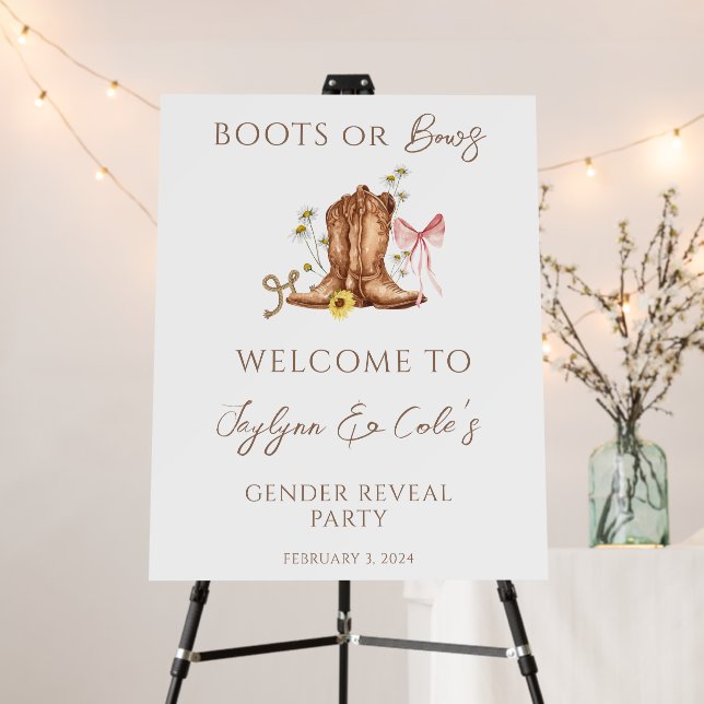 Boots Or Bows Gender Reveal Welcome Sign (In Situ (Stand))