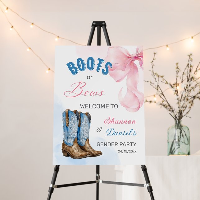 Boots or Bows Gender Reveal Welcome Sign (In Situ (Stand))