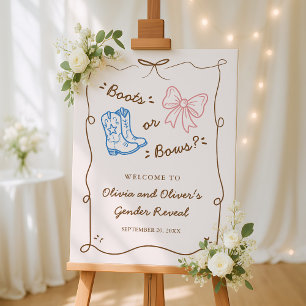 Boots or Bows Gender Reveal Welcome Sign