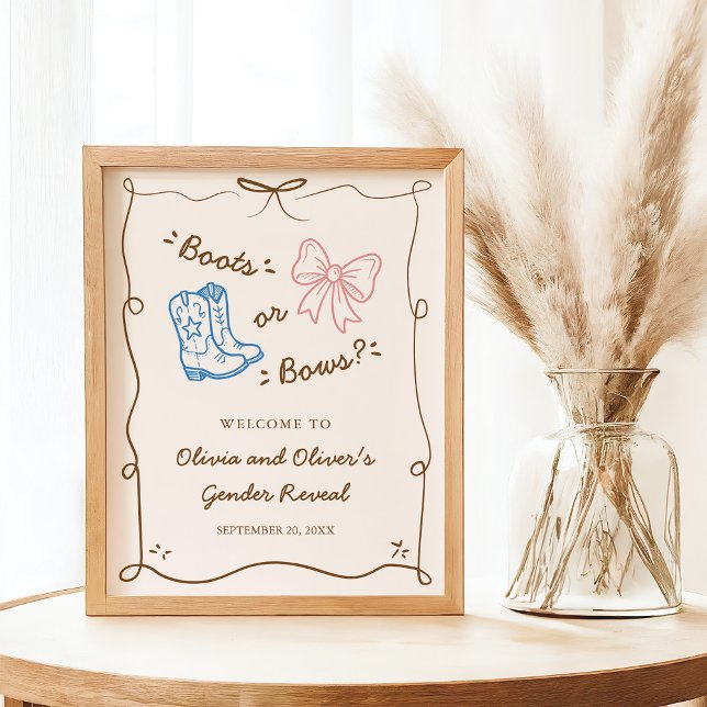 Boots or Bows Gender Reveal Welcome Sign Poster (Creator Uploaded)