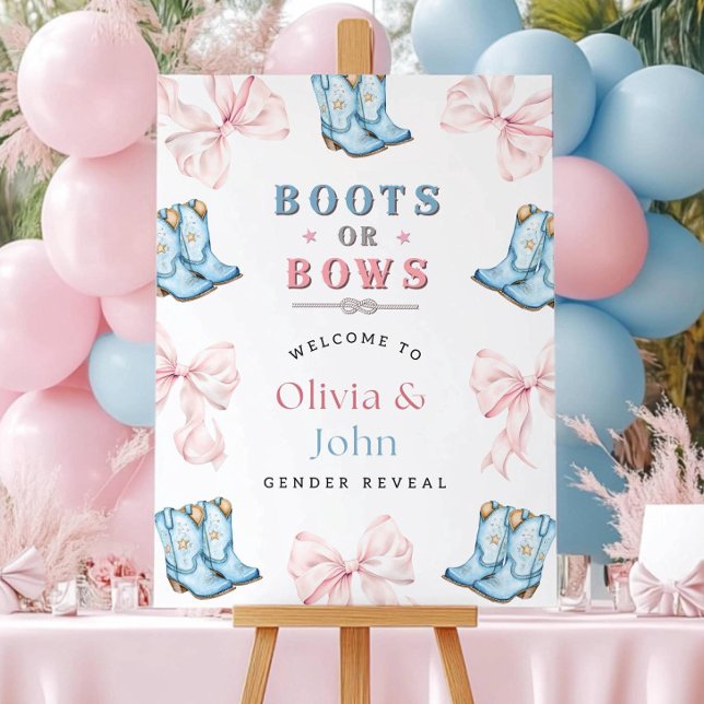 Boots or Bows Gender Reveal Welcome Sign Template  (Creator Uploaded)