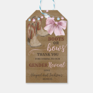 Boots or bows Gift Tag for Gender Reveal.