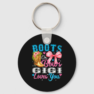 Boots Or Bows Gigi Loves You Gender Reveal Family Keychain
