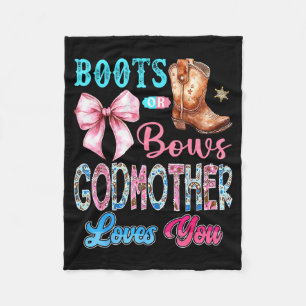 Boots Or Bows Godmother Loves You Gender Reveal We Fleece Blanket