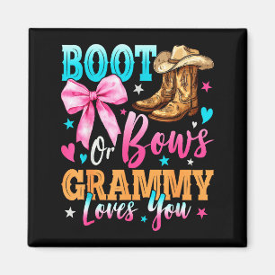 Boots Or Bows Grammy Loves You Gender Reveal Famil Magnet