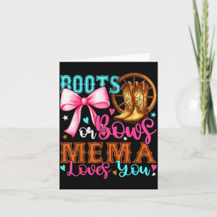 Boots Or Bows Mema Loves You Gender Reveal Party Card