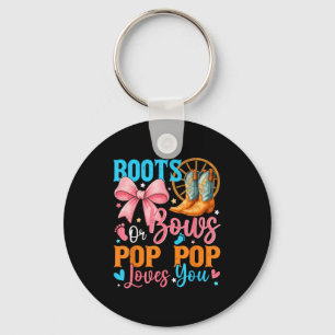 Boots Or Bows P P Loves You Gender Reveal Family Keychain