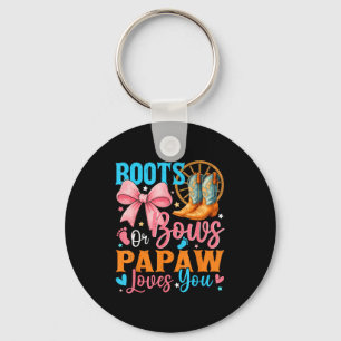 Boots Or Bows Papaw Loves You Gender Reveal Family Keychain