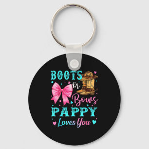 Boots Or Bows Pappy Loves You Gender Reveal Family Keychain