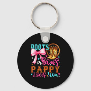 Boots Or Bows Pappy Loves You Gender Reveal Party Keychain