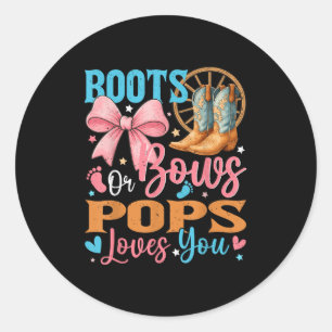 Boots Or Bows Ps Loves You Gender Reveal Family Classic Round Sticker