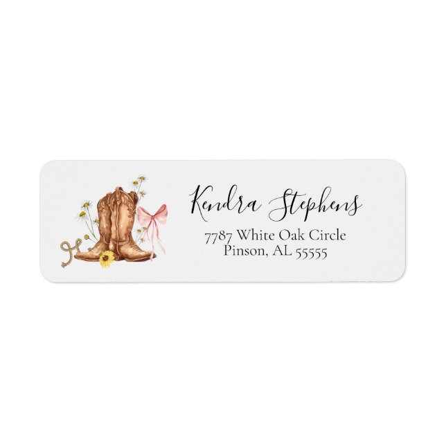 Boots or Bows Return Address Label (Front)