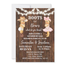 Boots or Bows Rustic Country Gender Reveal