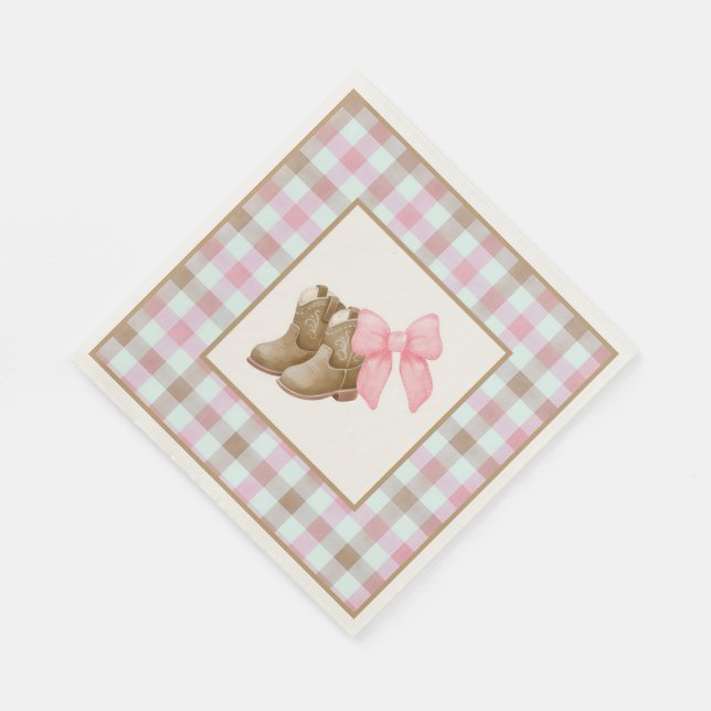 Boots or Bows Theme Gender Reveal Paper Napkins (Corner)