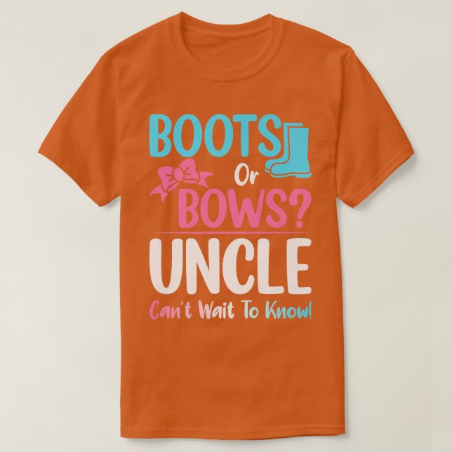 Boots or Bows Uncle Gender Reveal Pregnancy Announ T-Shirt (Design Front)