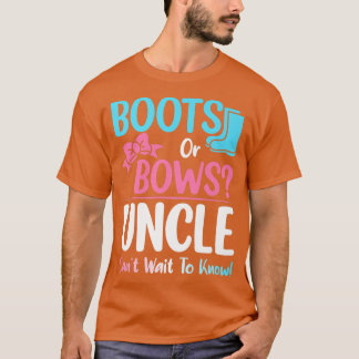 Boots or Bows Uncle Gender Reveal Pregnancy Announ T-Shirt