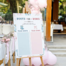 Boots or Bows Voting Board for Gender Reveal Party