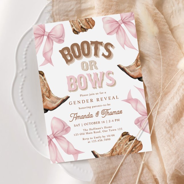 Boots or Bows Western Gender Reveal Invitation (Creator Uploaded)
