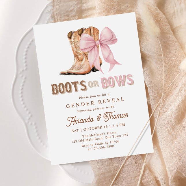 Boots or Bows Western Gender Reveal Invitation (Creator Uploaded)