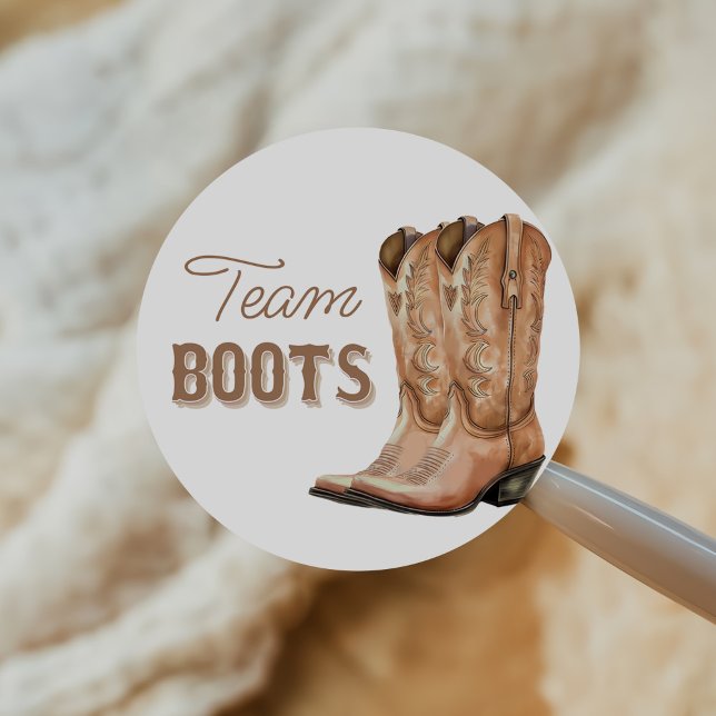 Boots or Bows Western Gender Reveal Voting Classic Round Sticker (Creator Uploaded)