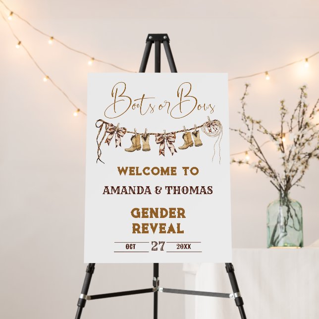 Boots or Bows Western Gender Reveal Welcome Sign (In Situ (Stand))