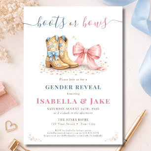 Boots or Bows Western He Or She Gender Reveal  Invitation