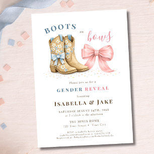 Boots or Bows Western Theme Gender Reveal Party Invitation
