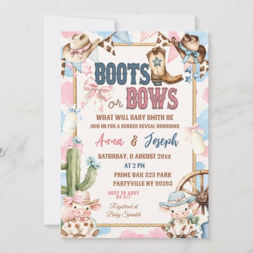 Boots or Bows Wild West Gender Reveal Invitation
