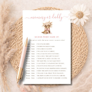 Boots & Pink Bow Mommy or Daddy Guess Who Said It