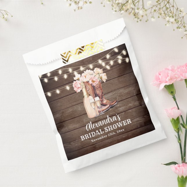 Boots Rustic Cowgirl BRIDAL SHOWER Thank You Favor Bag (Sealed)