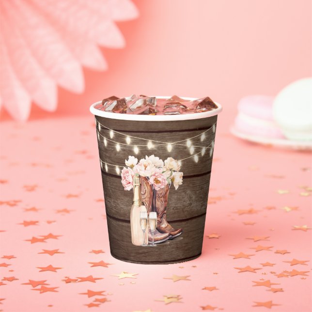 Boots Rustic Cowgirl BRIDAL SHOWER Thank You Paper Cups (Insitu)