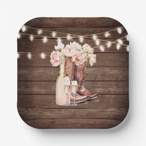 Boots Rustic Cowgirl BRIDAL SHOWER Thank You Paper Plates