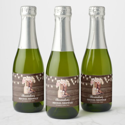 Boots Rustic Cowgirl BRIDAL SHOWER Thank You Sparkling Wine Label