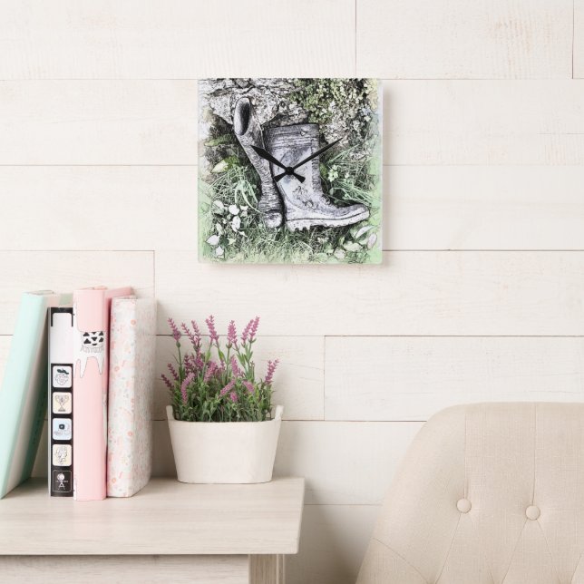 BOOTS SQUARE WALL CLOCK (Reading Room)