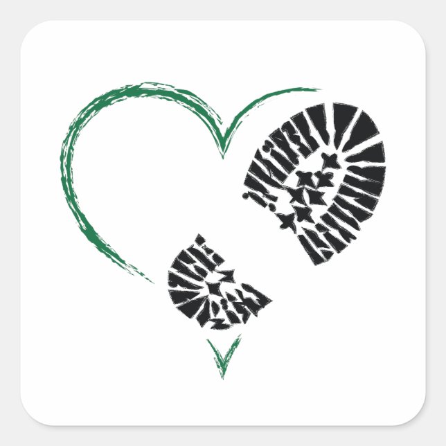bootstomp heart square sticker (Front)