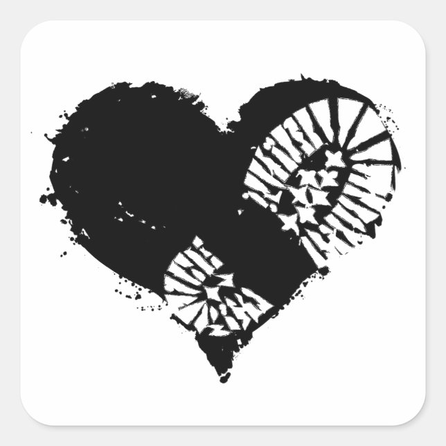 bootstomp heart square sticker (Front)