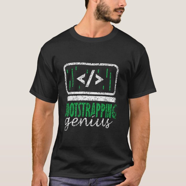 Bootstrapping Genius Coder Developer Bootstrap Ind T-Shirt (Front)