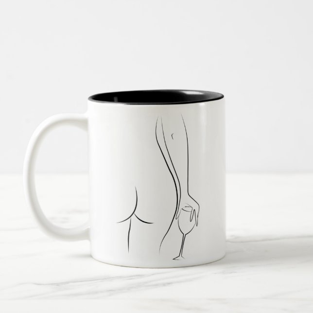 Booty and wine oclock - B&W Two-Tone Coffee Mug (Left)
