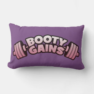 Booty Gains - Women's Novelty Motivational Workout Lumbar Pillow