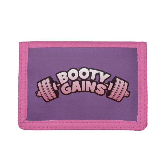 Booty Gains - Women's Novelty Motivational Workout Trifold Wallet (Front)
