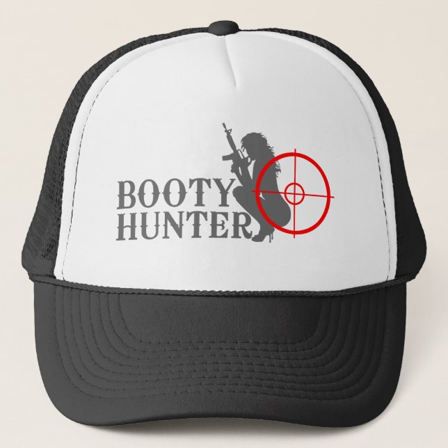 Booty Hunter on Black Trucker Hat (Front)