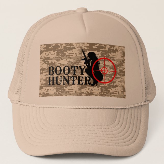 Booty Hunter on Desert Camo Trucker Hat (Front)