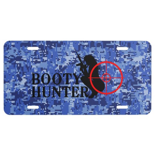 Booty Hunter on Navy Blue Camo License Plate