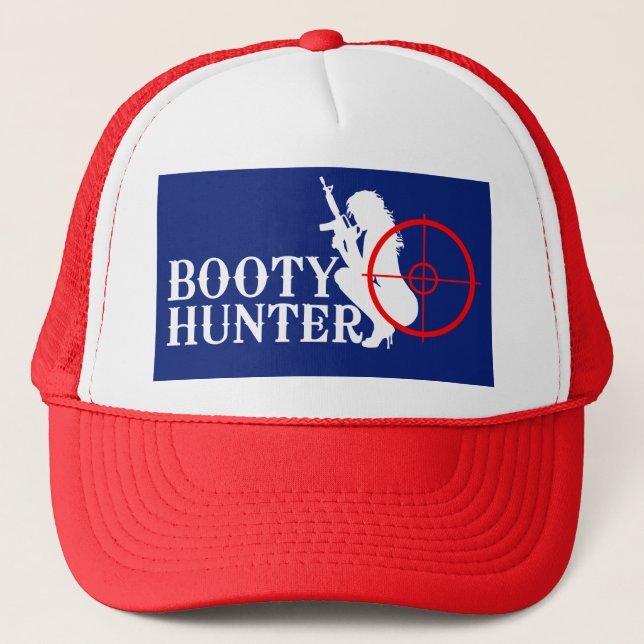 Booty Hunter on Navy Blue Trucker Hat (Front)